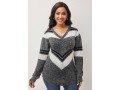 Grey V Neck Long Sleeve Sweater