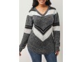 Grey V Neck Long Sleeve Sweater