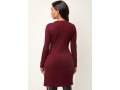 Hollow Out Wine Red Round Neck Sweater