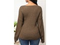 Knot Detail Plunging Neck Long Sleeve Sweater