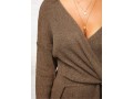 Knot Detail Plunging Neck Long Sleeve Sweater