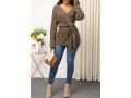 Knot Detail Plunging Neck Long Sleeve Sweater