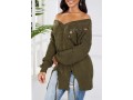 Lace Up Off Shoulder Asymmetric Hem Sweater