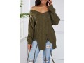 Lace Up Off Shoulder Asymmetric Hem Sweater