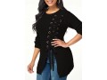 Lace Up Rib Knit Asymmetric Hem Sweater