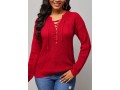 Lace Up Solid Long Sleeve Sweater