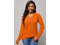 Lace Up Solid Long Sleeve Sweater