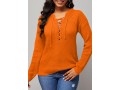 Lace Up Solid Long Sleeve Sweater