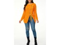 Lace Up Split Front Long Sleeve Sweater