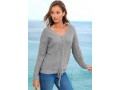 Lace Up V Neck Long Sleeve Sweater