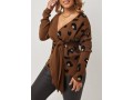 Leopard Brown Tie Front V Neck Sweater