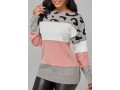 Leopard Long Sleeve Color Block Sweater