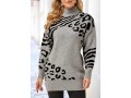 Leopard and Zebra Print Turtleneck Grey Sweater