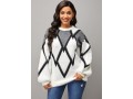 Long Sleeve Geometric Print Round Neck Sweater