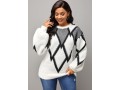 Long Sleeve Geometric Print Round Neck Sweater