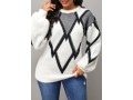 Long Sleeve Geometric Print Round Neck Sweater