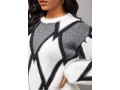 Long Sleeve Geometric Print Round Neck Sweater