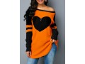 Long Sleeve Heart Design Contrast Sweater