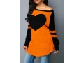 Long Sleeve Heart Design Contrast Sweater