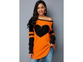 Long Sleeve Heart Design Contrast Sweater