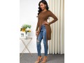 Long Sleeve Round Neck Side Slit Sweater