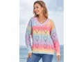 Ombre Print Long Sleeve Pierced Sweater