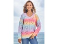 Ombre Print Long Sleeve Pierced Sweater