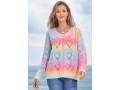 Ombre Print Long Sleeve Pierced Sweater