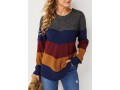 Patchwork Long Sleeve Round Neck Sweater