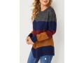 Patchwork Long Sleeve Round Neck Sweater