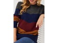 Patchwork Long Sleeve Round Neck Sweater