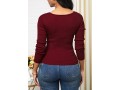 Plunging Neck Crossover Hem Pullover Sweater