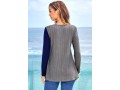 Pocket Patchwork Long Sleeve Round Neck Sweater