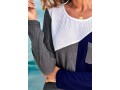 Pocket Patchwork Long Sleeve Round Neck Sweater