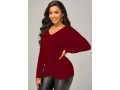 Red Twist Hem Long Sleeve Sweater