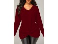 Red Twist Hem Long Sleeve Sweater