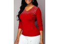 Rhinestone Detail Long Sleeve Red Sweater