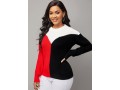 Round Neck Contrast Long Sleeve Sweater