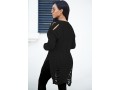 Round Neck Draped Fringe Long Sleeve Sweater