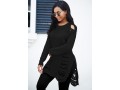 Round Neck Draped Fringe Long Sleeve Sweater