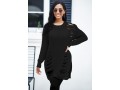 Round Neck Draped Fringe Long Sleeve Sweater