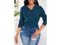 Scalloped Hem V Neck Long Sleeve Sweater