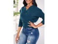 Scalloped Hem V Neck Long Sleeve Sweater