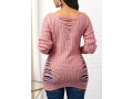 Shredded Long Sleeve Peach Pink Sweater