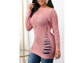 Shredded Long Sleeve Peach Pink Sweater