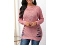 Shredded Long Sleeve Peach Pink Sweater