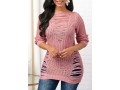 Shredded Long Sleeve Peach Pink Sweater