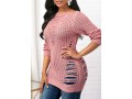 Shredded Long Sleeve Peach Pink Sweater