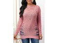 Shredded Long Sleeve Peach Pink Sweater