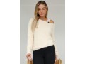 Skew Neck Solid Long Sleeve Cold Shoulder Sweater